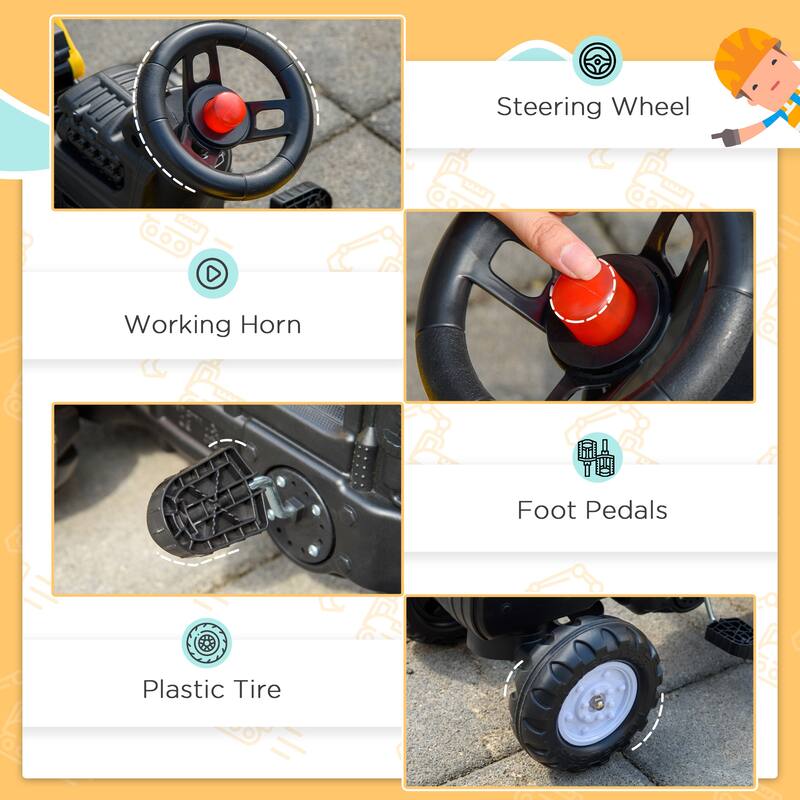 Manual Kids Ride On Digger with Detachable Trailer and Realistic Bucket for Be Used Outdoor Play and Gifts​