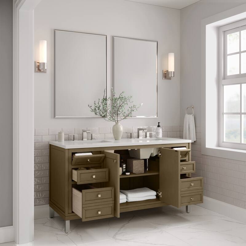 Chicago 60" Double Vanity, Walnut Whisper