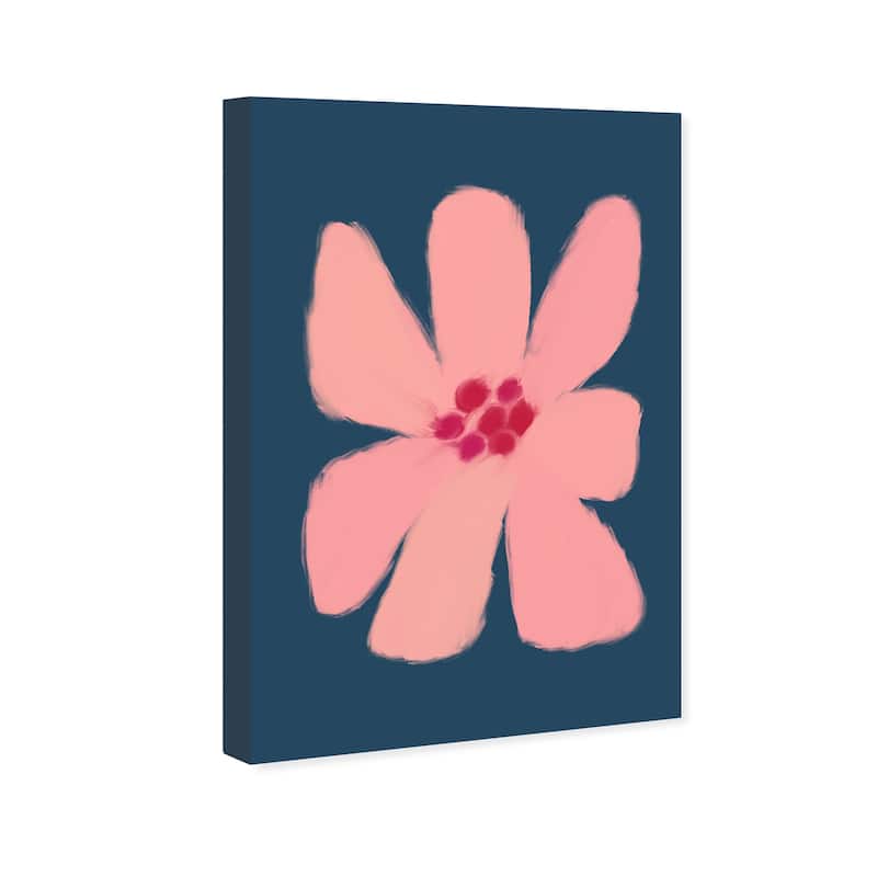Wynwood Studio Canvas Floral and Botanical Magenta Nectar Pink and Dark Blue Modern & Contemporary Wall Art Canvas Print
