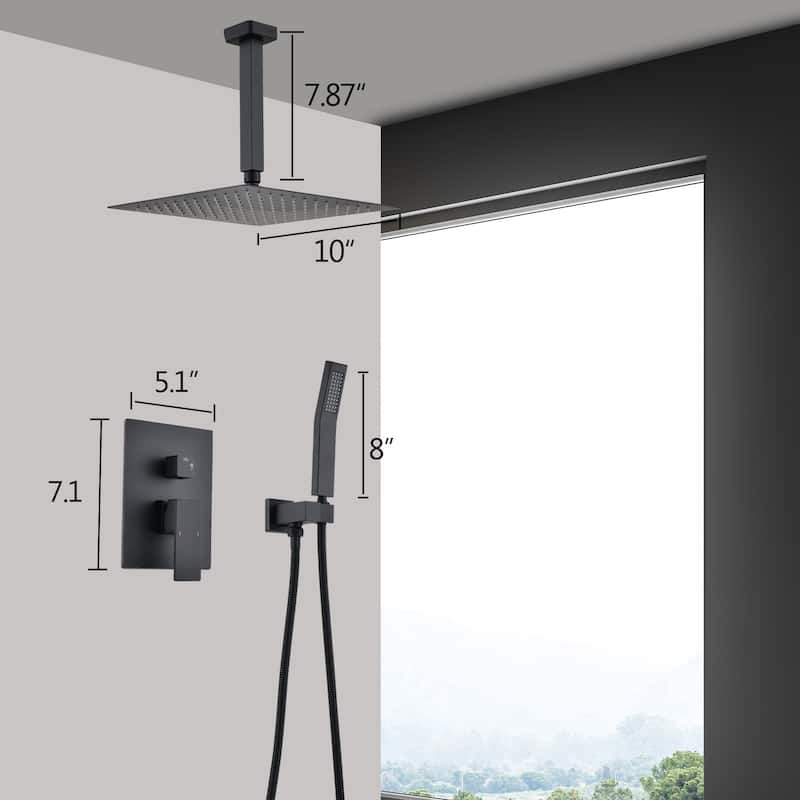 10"Shower head Ceiling Mounted Shower System Combo Set with Handheld - 7.87*10*9.25