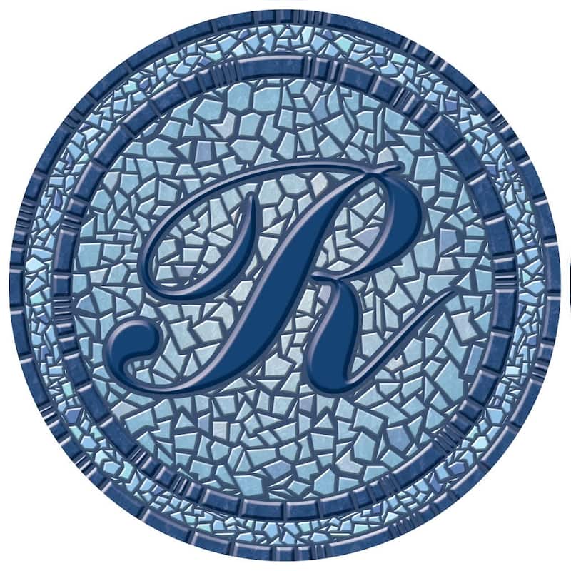 Custom Monogram Decorative Poolmat #2 - Mosaic Pool Art - 29" in Diameter - Letter "R"