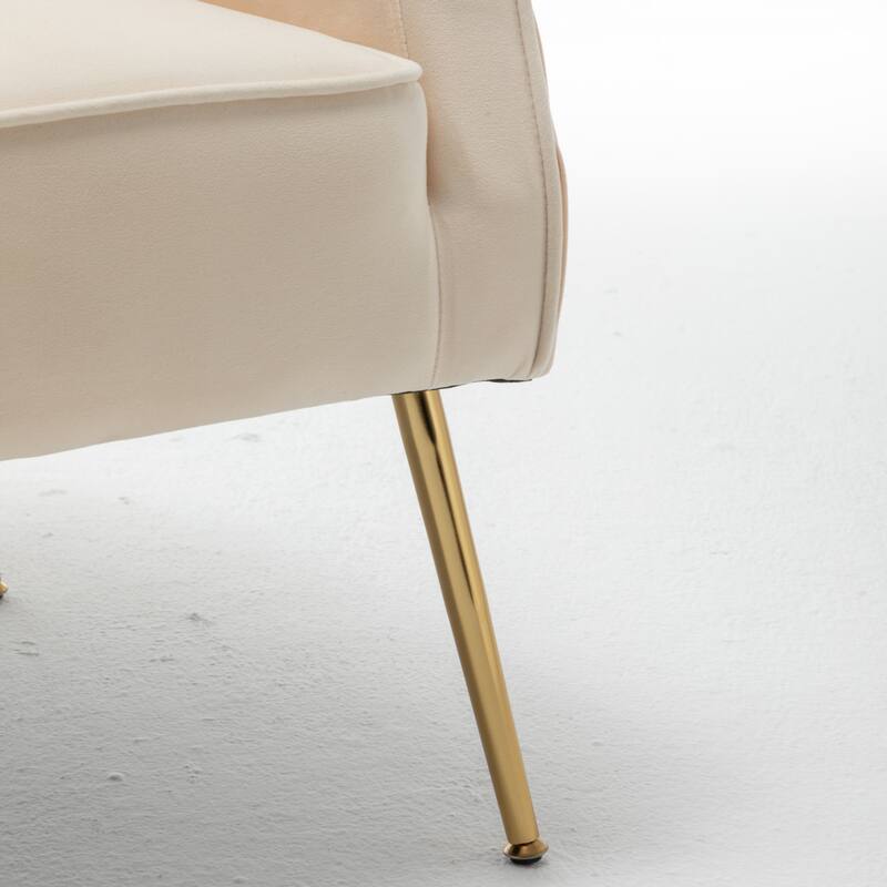SEYNAR Modern Velvet Accent Arm Vanity Chair with Wingback and Gold Legs for Living Room