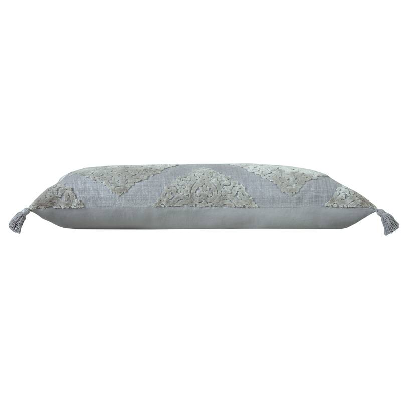 Sevita Silver Gray Traditional Textured Medallion Throw Pillow