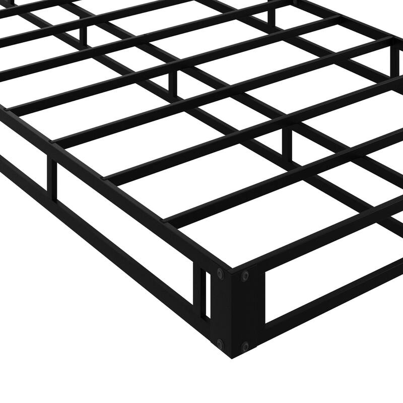 Clayfell Walpi 5" Metal Box Spring / Bed Foundation - Warm Gray/Black, Durable Metal Construction