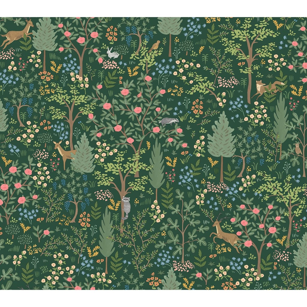 Rifle Paper Co.Woodland Emerald Peel and Stick Wallpaper