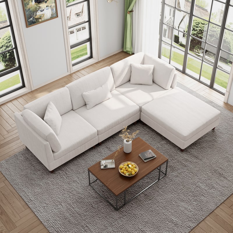 Modern Oversized Modular Corduroy Sectional Sofa Set