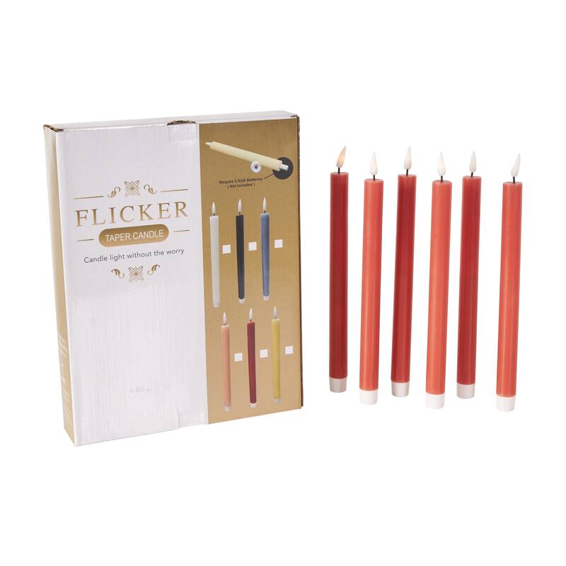 Wax Flameless Candle with Remote Control - Set of 6 Red, Black, White, Yellow, Blue or Pink - Roche River Decor - Red