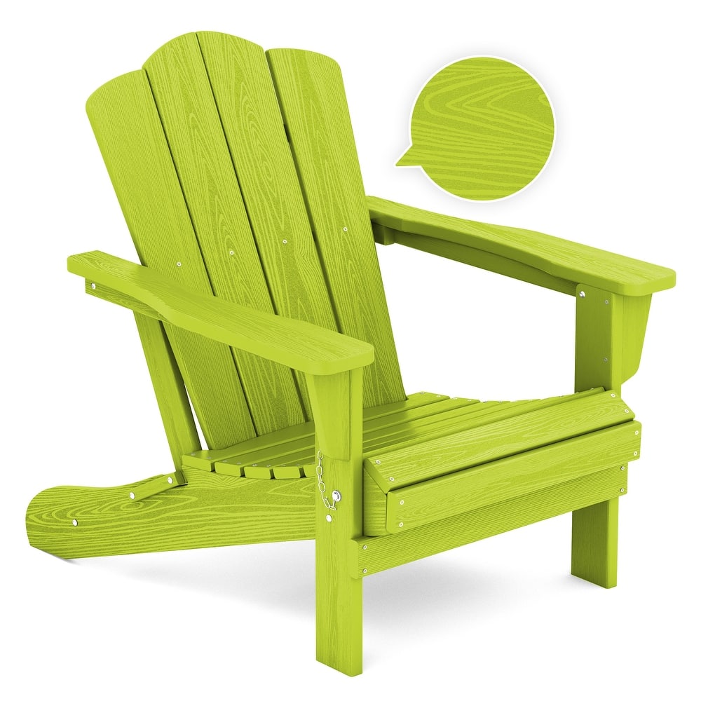 Plastic Folding Outdoor Patio Adirondack Chair With Slat Seat