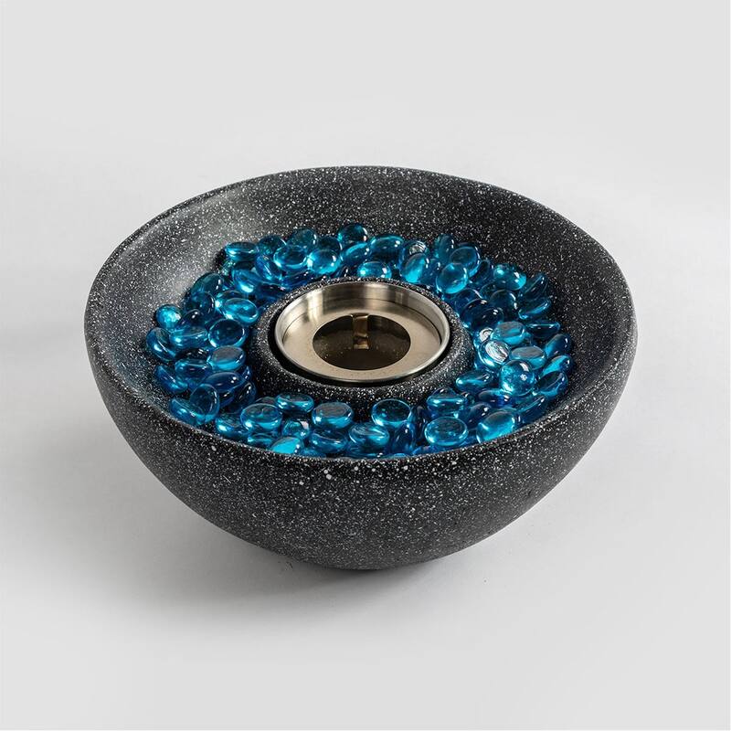 10.63 in. W x 10.63 in. D x 5.12 in. H Round Concrete Gel Outdoor Fire Pit in Black