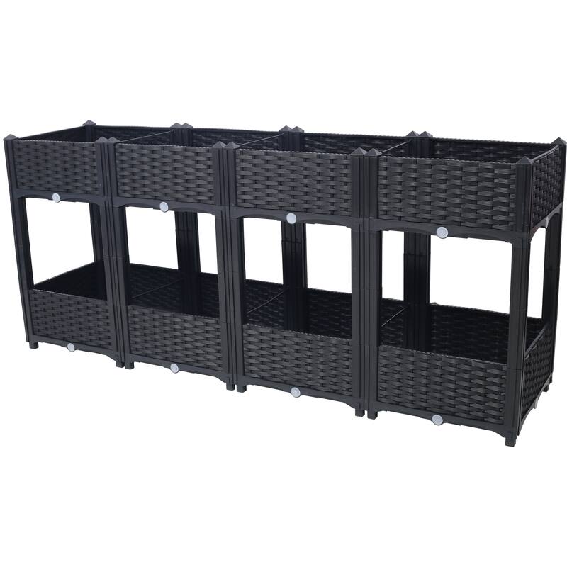 Modern Minimalist Garden Bed with Drainage Plug Raised Bottom Drainage Holes, for Vegetable Flower Herb Outdoor - 8' x 10'