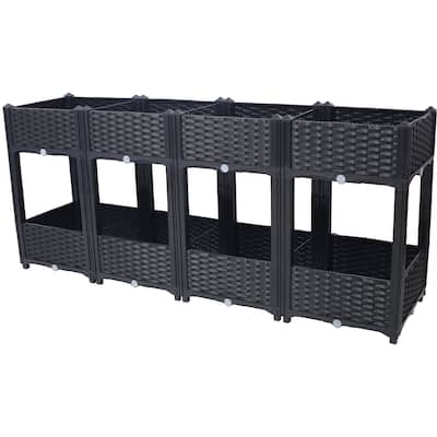 Modern Minimalist Garden Bed with Drainage Plug Raised Bottom Drainage Holes, for Vegetable Flower Herb Outdoor - 8' x 10'