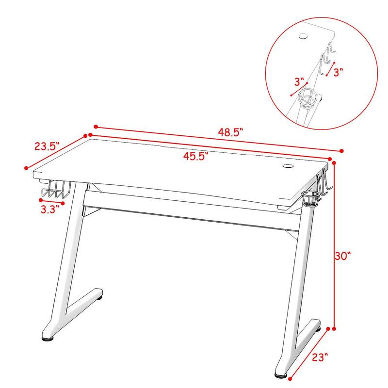 Gymax Gaming Desk Computer Studio Desk PC Table Z Shape Gamer