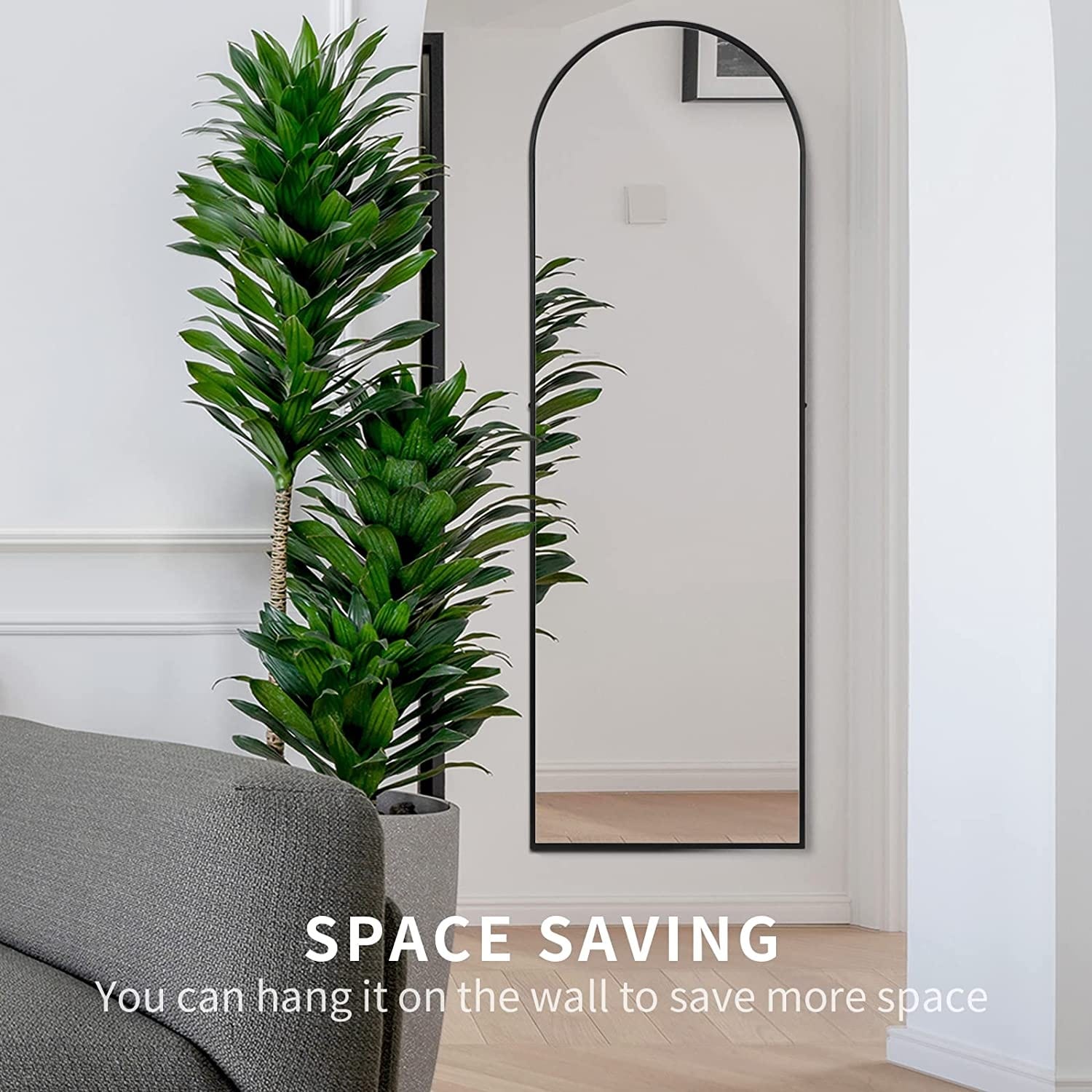 Arched-Top Full Body Mirror with Stand