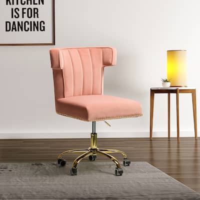 Nadine Mid-Back Height-Adjustable Task Chair With Gold Base by HULALA HOME