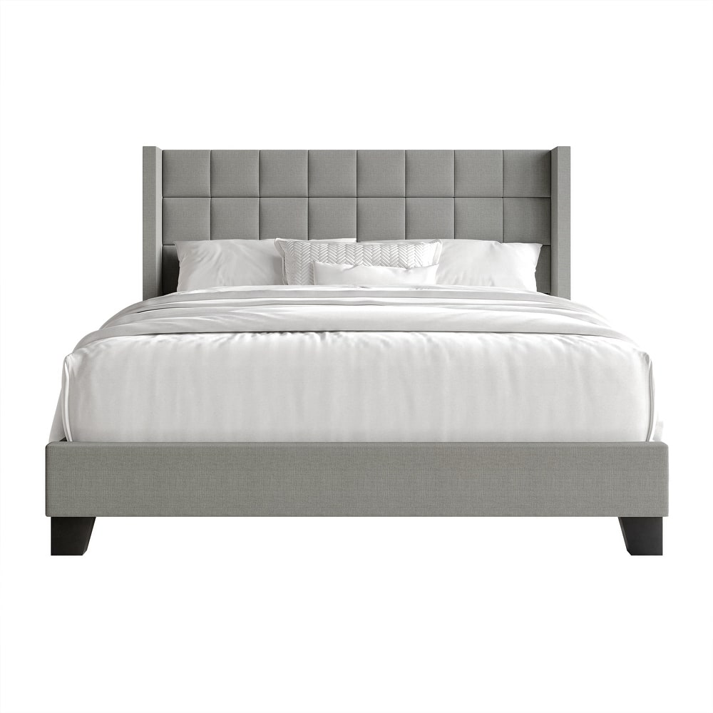 CraftPorch Wingback Linen Upholstered Panel Bed