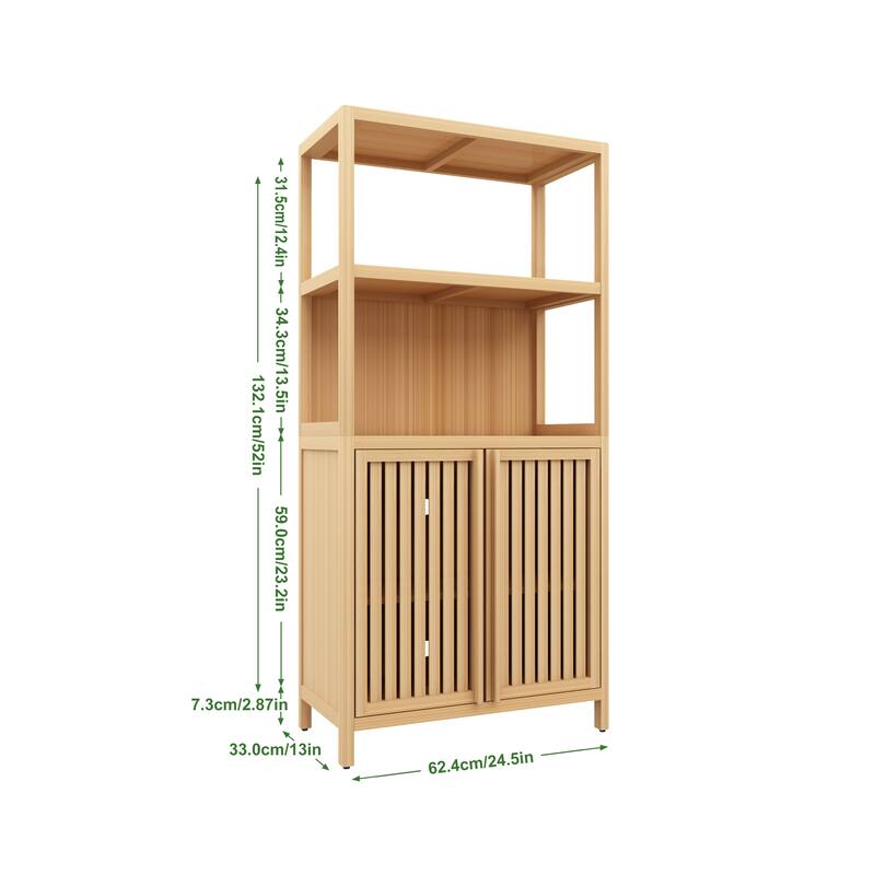 Versatile Bamboo Storage Solution: 2-Door Floor Cabinet for Bathroom, Kitchen & Entryway‌