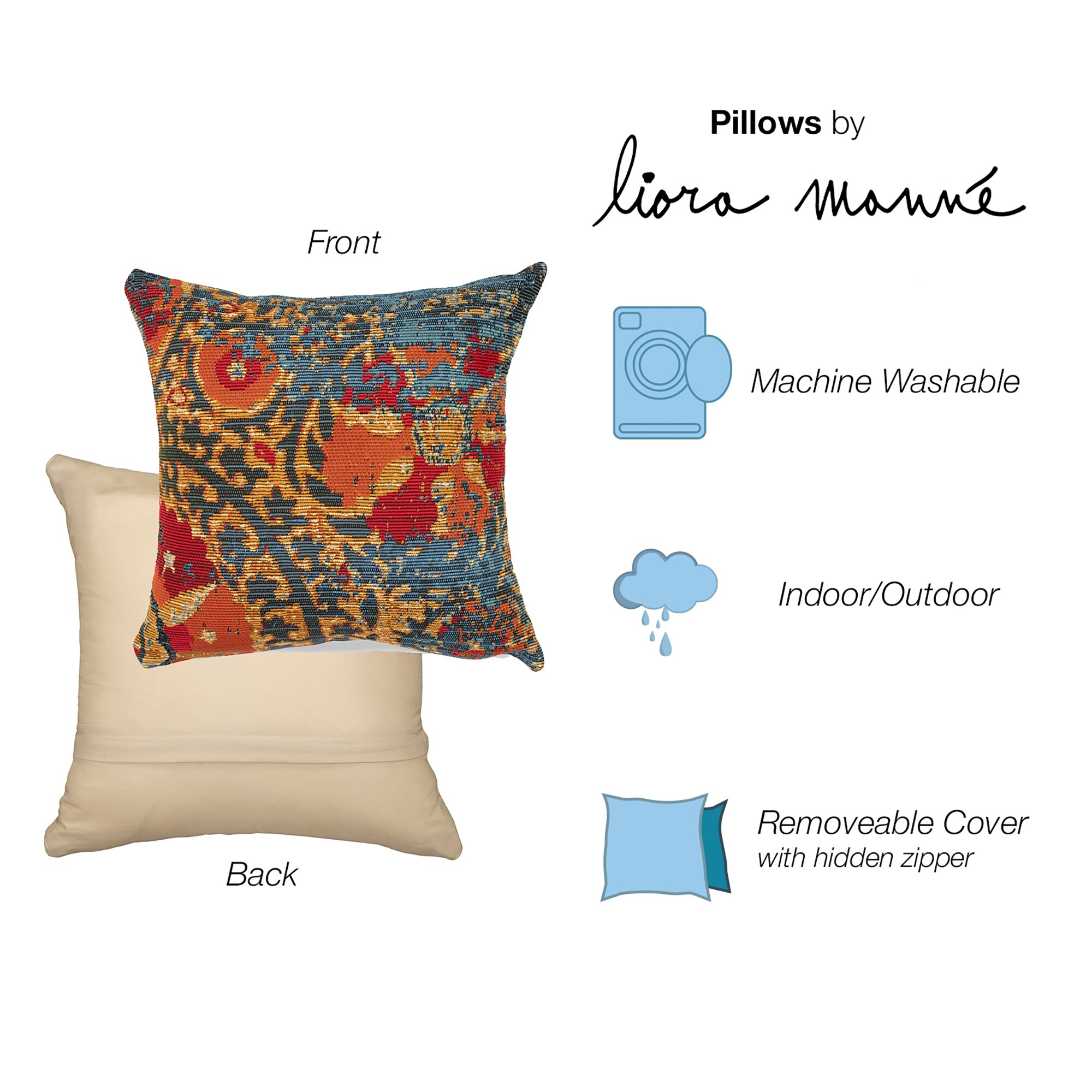 Washable outdoor pillows top