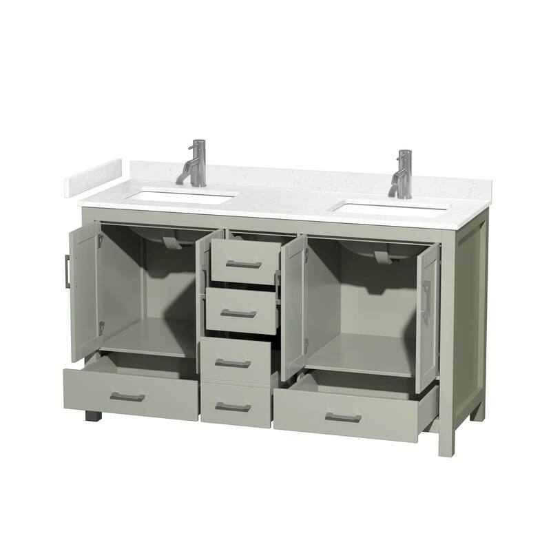 Wyndham Collection Sheffield 60" Double Bathroom Vanity, Carrara