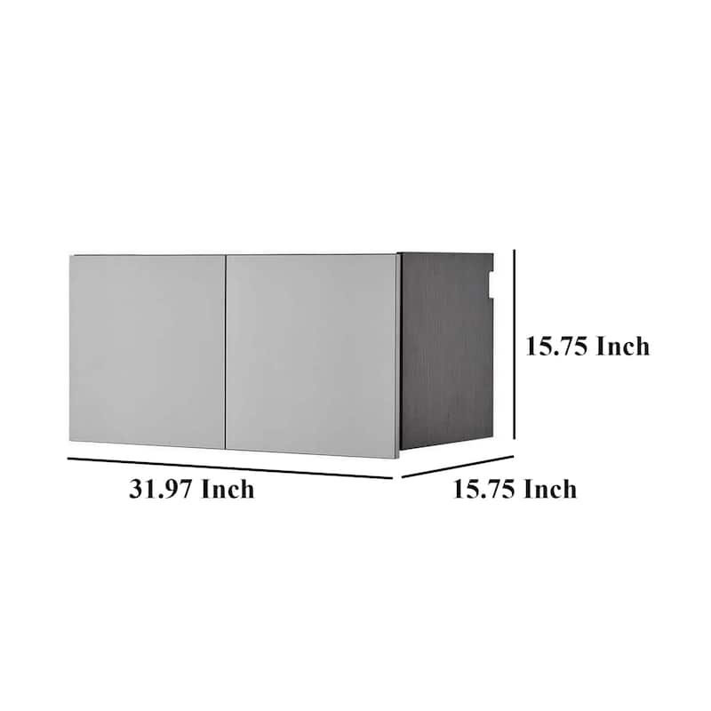 Asti Garage Wall Storage Cabinet, 32 Inch, 2 Wide Doors, Gray Metallic