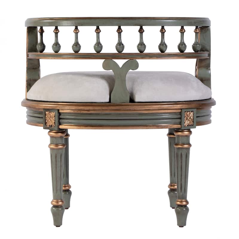 Hathaway 22.5 in. W Oval Upholstered and Wood Traditional Vanity Seat