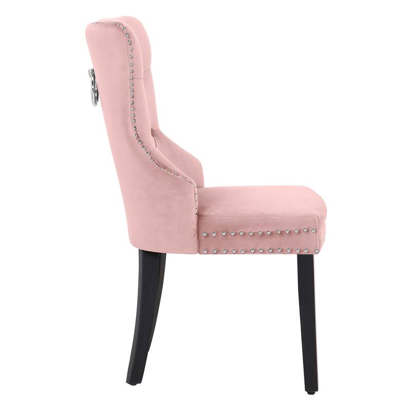 Grandview Tufted Wingback Dining Chair (Set of 4) with Nailhead and Ring Pulls