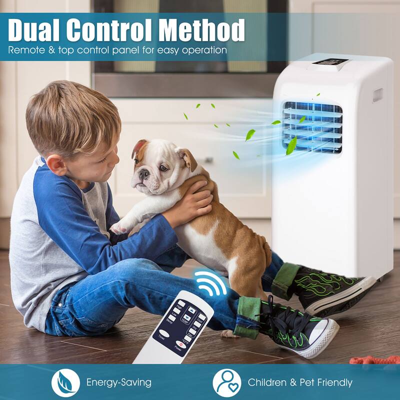 Costway Ashrae 8000 BTU Portable Air Conditioner & Dehumidifier - White--8000 BTU
