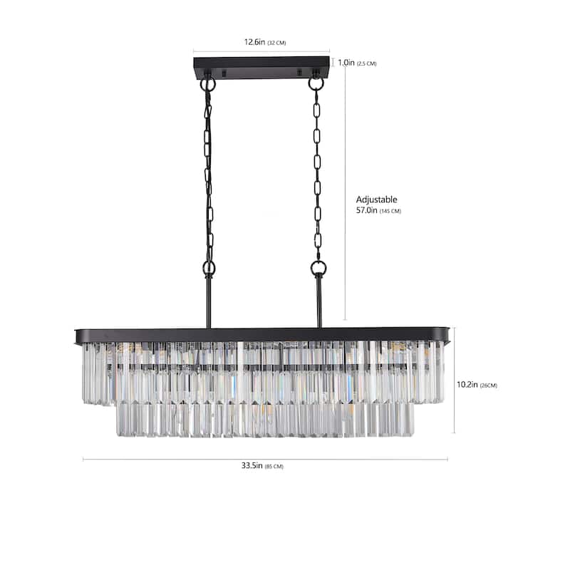 Rectangular Crystal ChandelierCeiling Hanging Light for Kitchen Living Room