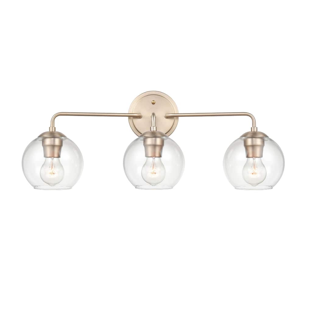 Millennium Lighting 3 Light Modern Gold Bathroom Vanity Fixture with Clear Glass Shades
