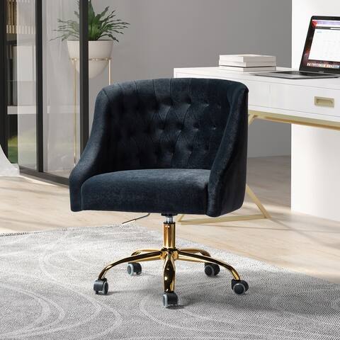 Modern Velvet Tufted Office Chair with Gold Metal Base by HULALA HOME