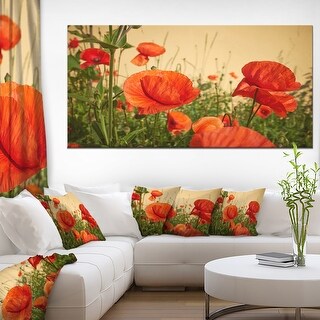 Designart "Colorful Red Poppy Flower Field" Flower Artwork on Canvas ...
