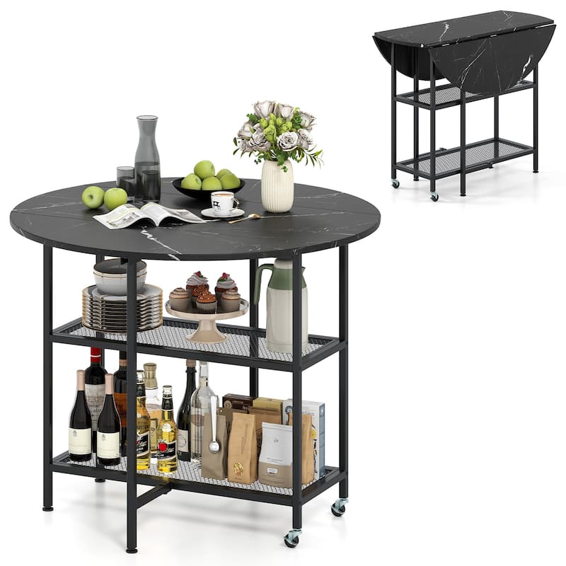 Gymax Round Outdoor Dining Table for 4 People 36 inch Acacia Wood - Black