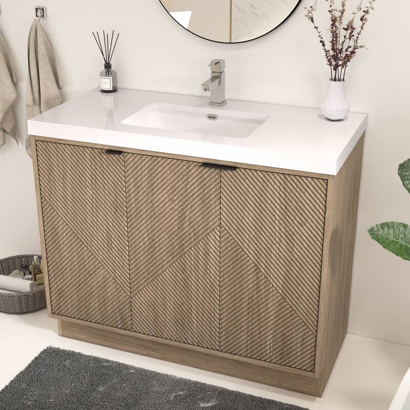 Milano 42" Freestanding (R) Bathroom Vanity with White Acrylic Sink
