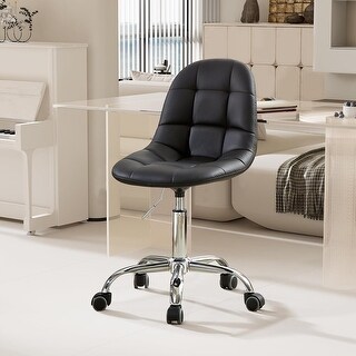 VECELO Adjustable Faux Leather Swivel Office Chair with Wheels - Bed ...