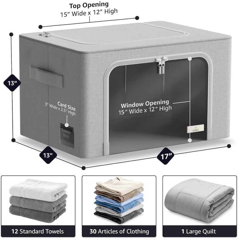 Sorbus Storage Bins and Organizer Set with Window & Handles 6 Pack - 17" L x 13" W x 13" H