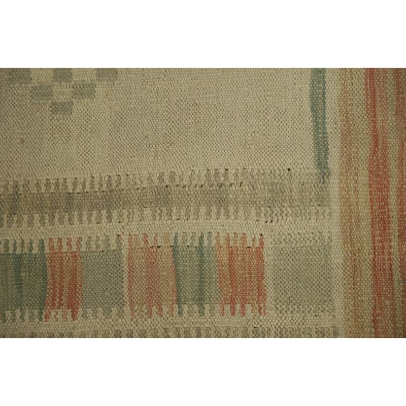 Hand Woven Oriental 100% Wool Carpet Southwestern Tribal Beige & Ivories Kilim Area Rug - 6' 0'' X 4' 1''