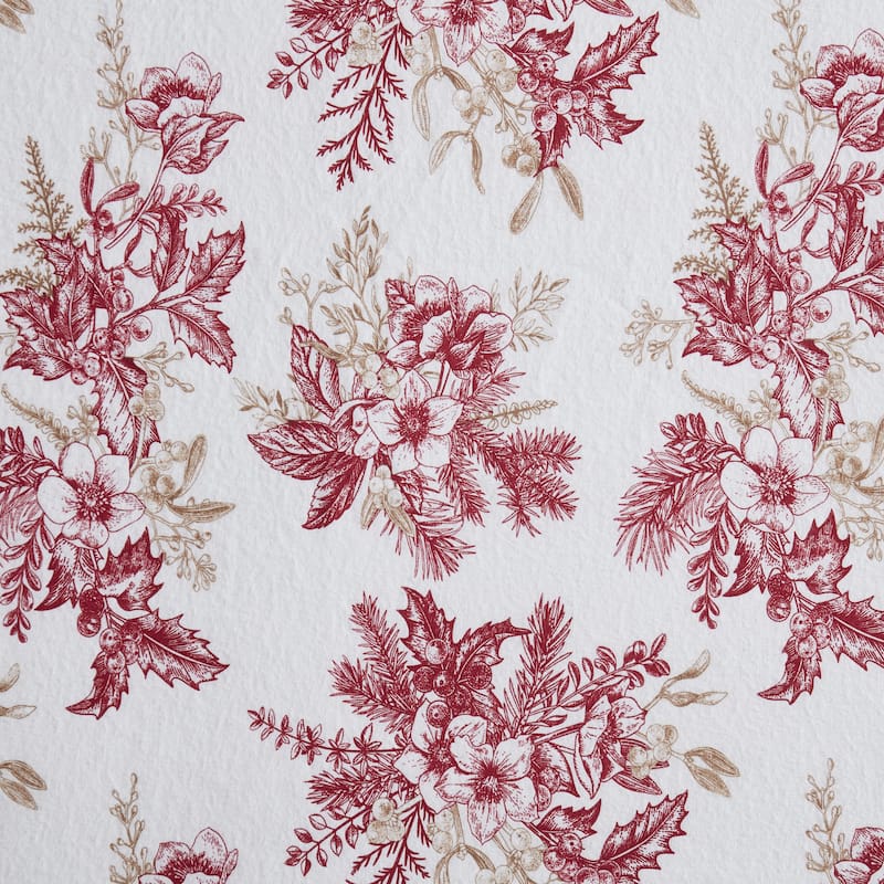 Tahari Home Toile Red Triple Brushed Cotton Flannel Bed Sheet Set On