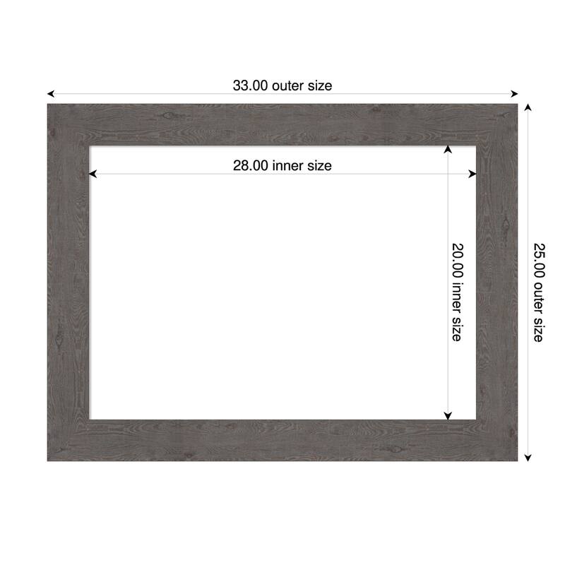 Amanti Art Rustic Plank Espresso Framed Dry Erase Magnetic Board - 33 x 25 in - Rustic Plank Grey