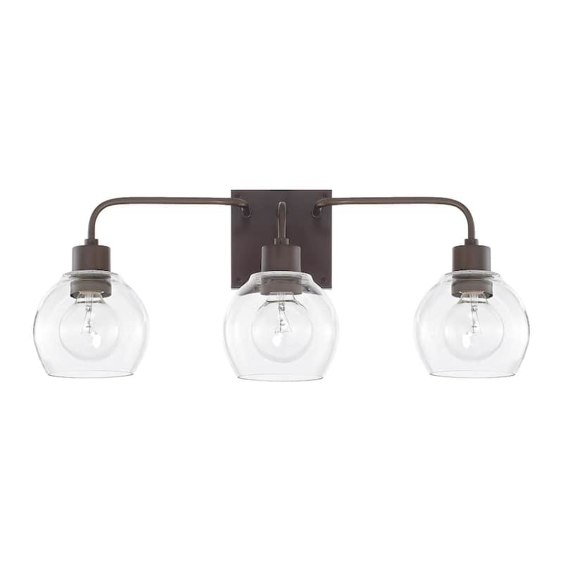 Tanner Clear Glass 3-light Bath/ Vanity Fixture - Bronze