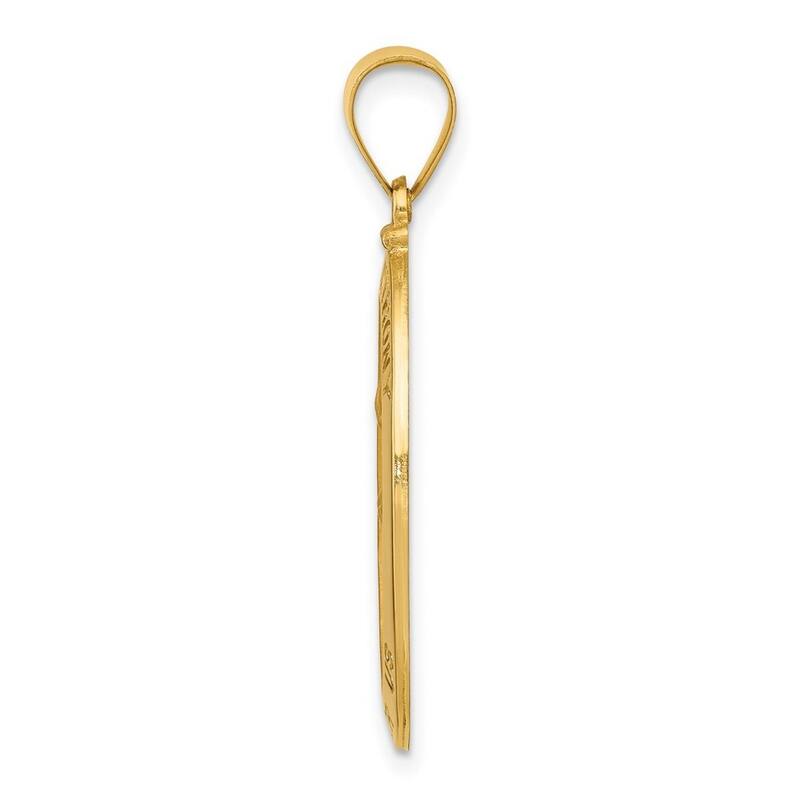 Curata 14k Yellow Gold 18" Oval Hollow Polished and Satin St. Anthony Medal Pendant Necklace