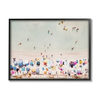Stupell Aerial Beach View People Swimming Framed Giclee Art by Krista ...