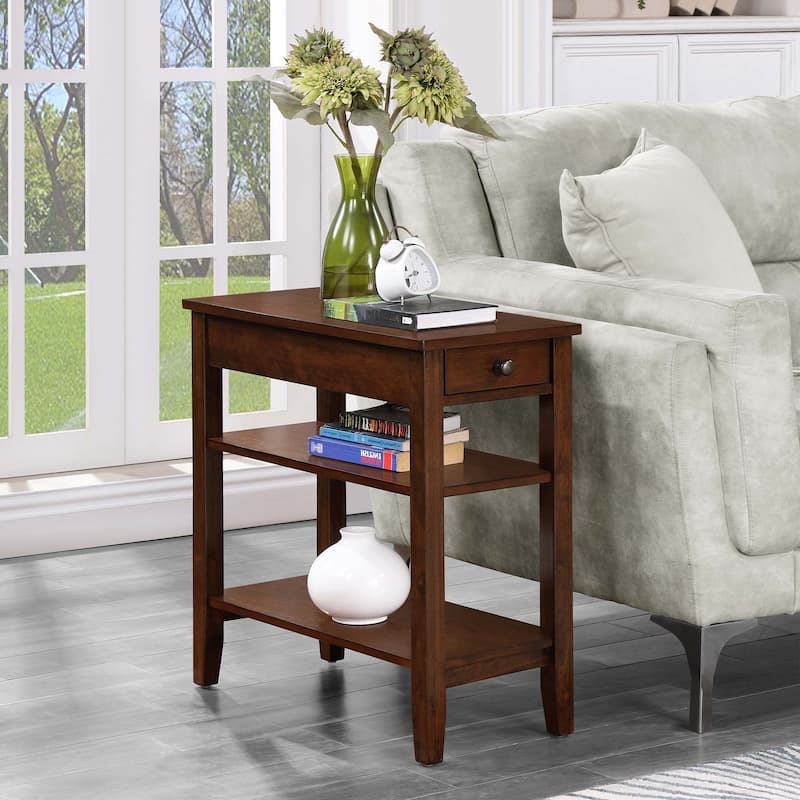 Convenience Concepts American Heritage 1 Drawer Chairside End Table with Shelves - Espresso