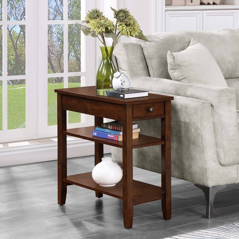 Convenience Concepts American Heritage 1 Drawer Chairside End Table with Shelves - Espresso