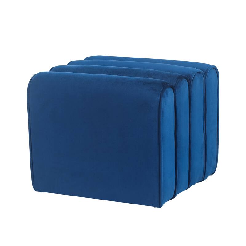 Adeco Footrest Ottoman Bench Velvet Pleated Design Foot Stool