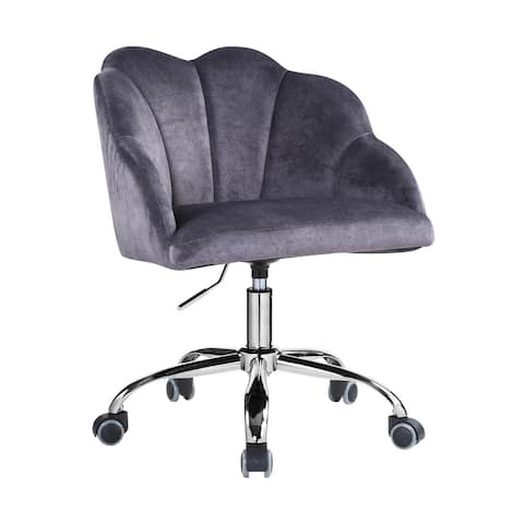 Dark Gray Velvet Office Chair in Chrome Finish