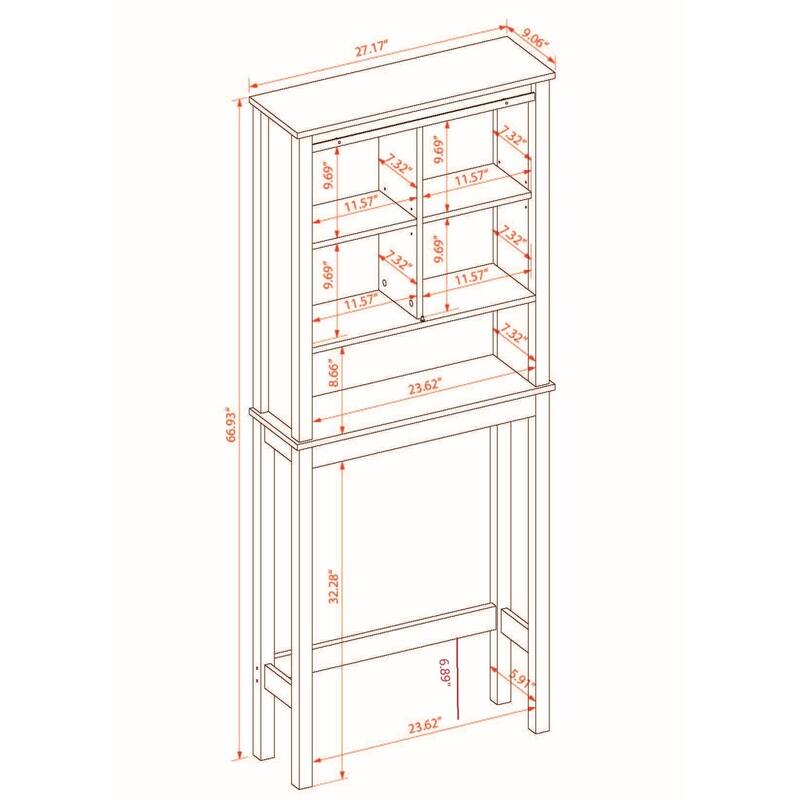 Farmhouse White MDF Wood Over-the-Toilet Space Saver Bathroom Cabinet