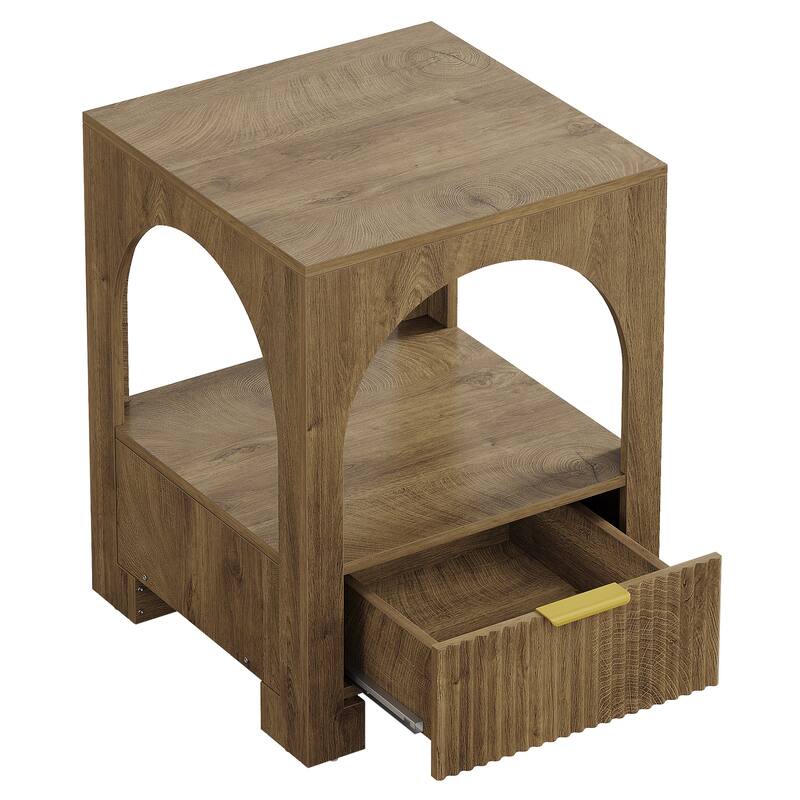 Industrial Nightstand Bedside Table with Drawer for Bedroom