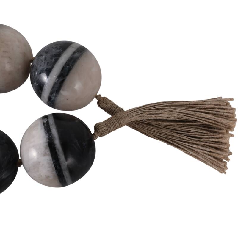 Decorative Bead Strand with Resin Spheres and Woven Jute Tassels - 46" x 3" x 3"
