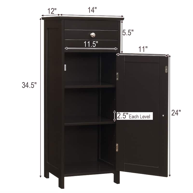 Costway Bathroom Floor Cabinet Storage Organizer Free-Standing with