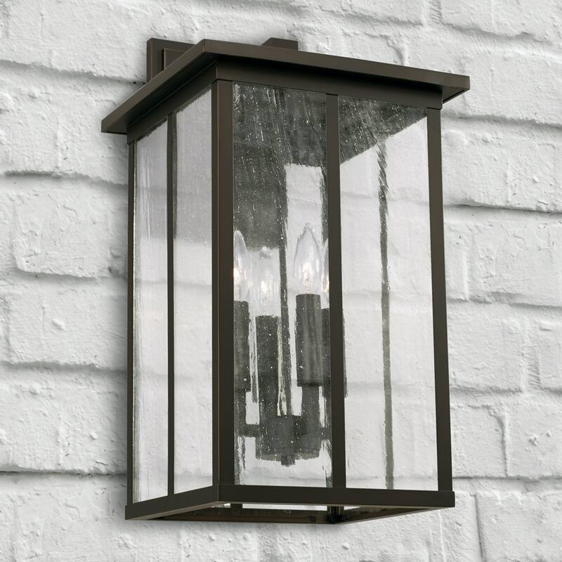 Barrett 11.5" 4-light Outdoor Wall Lantern w/ Antiqued Glass