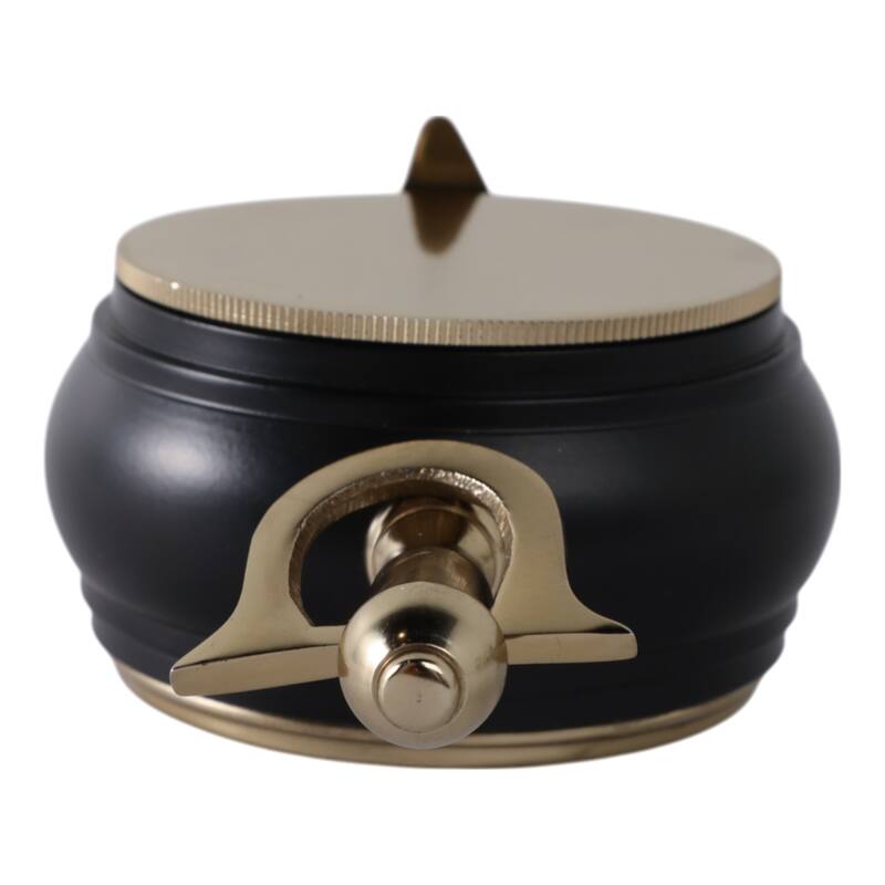 Metal Glass Desk Clock Roman Numeral Trumpet Top Round Body - 6" Ivory - 4" x 3" x 6"